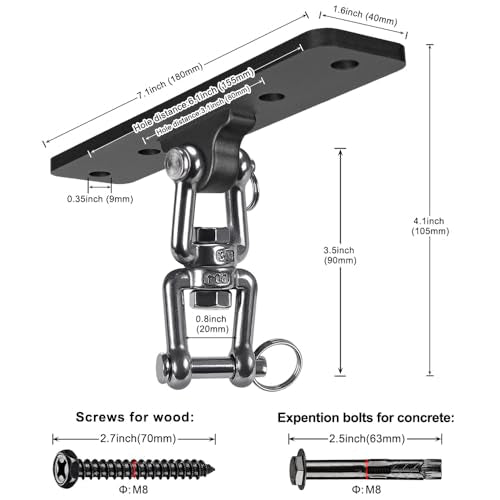 Dolibest Heavy Bag Hanger Bundle: Wall Ceiling Mount Hook with 360° Rotation & Heavy Duty I-Beam Hanger for Boxing, Muay Thai Training, and More (600 LB Capacity)