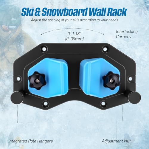 Soulchen 2 Pcs Ski Snowboard Wall Rack, Garage Storage Organizer