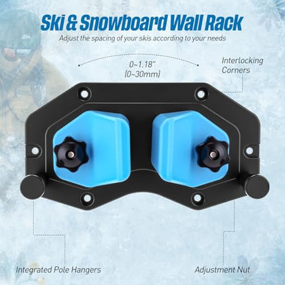 Soulchen 2 Pcs Ski Snowboard Wall Rack, Garage Storage Organizer