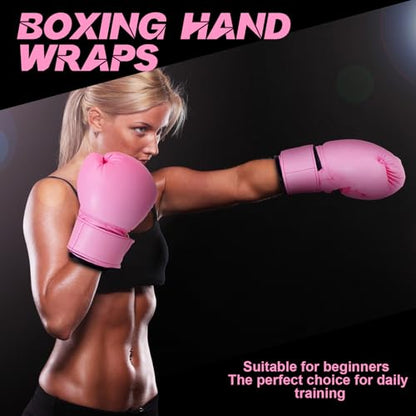 Kanayu 14 Pcs Boxing Gloves and Headgear Set for Beginners Youth 16 Ounce Boxing Gloves Headgear Helmet Hand Wraps Mouth Guards Equipment for Beginners Training Equipment Gifts - color: Black, Pink