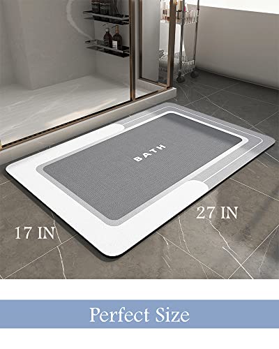 MontVoo-Bath Mat-Bathroom Mat Rug Non Slip Super Absorbent Stain Resistant Quick Dry Thin Bath Rug-Bath Mats for Bathroom Floor Bathtub Vanity-Bathmat Bath Rug Easy Care-17"x27" Grey