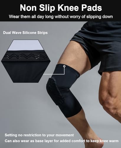 2 Pack Knee Braces for Knee Pain Knee Compression Sleeves Men Women, EVA Honeycomb Light Compression Leg Sleeves, Wrestling Knee Sleeve Volleyball Knee Sleeve Basketball knee Sleeve (White, Medium) - color: White, size: Medium