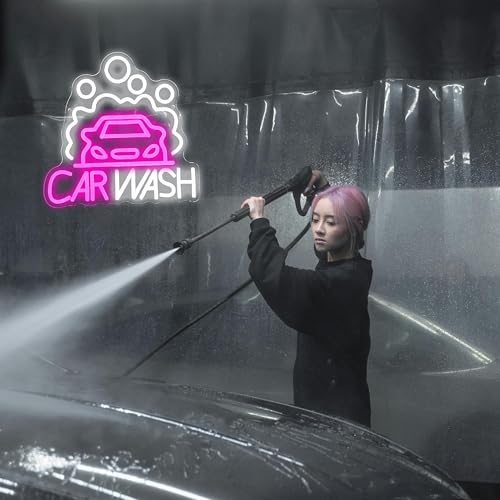 Car Wash Neon Sign for Wall Decor Car Neon Light Dimmable Sedan LED Light Sign for Party Gas Station Service Area Auto Repair Shop Car Show - style: Car Wash