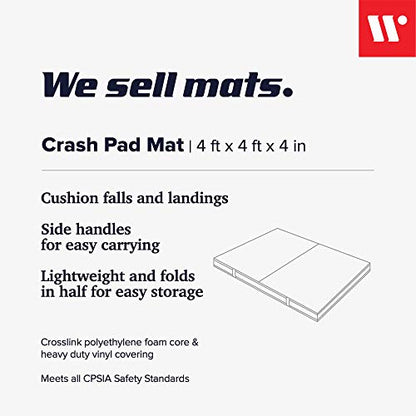 We Sell Mats Bifolding Gymnastics Crash Landing Mat Pad, Safety for Tumbling, Back Handspring Training and Cheerleading - size: 4 ft x 4 ft x 4 Inch