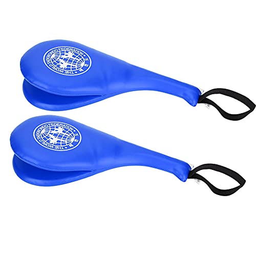 1 Pair Taekwondo Kick Pads, Double Strike Boxing Pads Curved Taekwondo Kick Target Karate Kicking Target Training Equipment Kicking for Youth Adult - color: Blue