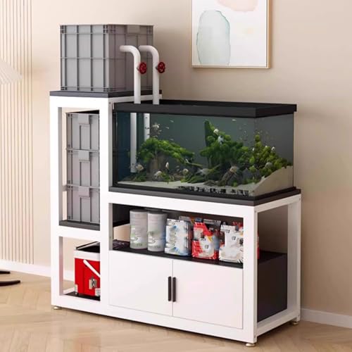 Aquarium Stand with Storage, Breeder Turtle Terrarium Stand Rack, Sturdy Steel Frame, Non - Slip Pads, Fit Living Room/Office(Black,110cm/43.3in) - color: Black, size: 110cm/43.3in