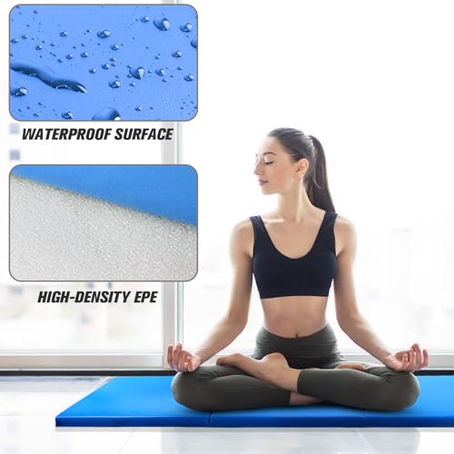 RitFit Upgraded Folding Exercise Mat, 2 Inch Thick Gymnastics Mat - color: Blue(4' x 8')