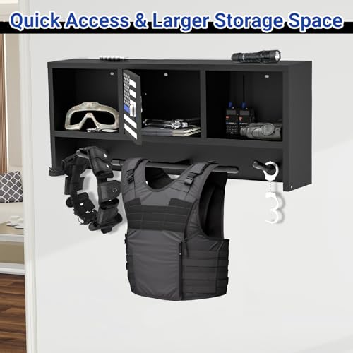 Neoaider Police Gear Rack, Police Hanger with Hooks - size: Wall Mounted w/Combination Lock