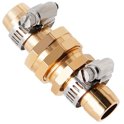 4 Sets Garden Hose Repair Connector with Clamps, Aluminum Water Hose End Replacement Fit for 3/4" and 5/8" Garden Hose Fittings - color: 4 Sets - Brass