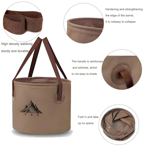 2Pcs Collapsible Bucket with Handle, 10 Gallon(20L+20L), Multifunctional Water Basin, Folding Tub, Portable Bin, Ultra Lightweight Outdoor Basin Bucket, Folding for Fishing, Camping, Hiking