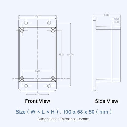 Project Box IP65 Waterproof ABS Plastic Electrical Junction Box with Clear Cover Enclosure with Fixed Ear, Black 3.9"x 2.6"x 1.9"(100x68x50mm)(Pack of 1)