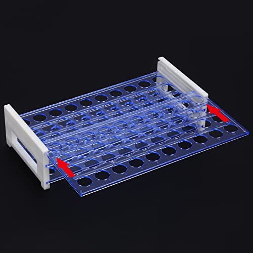 stonylab Test Tube Rack, 3-Tier Detachable Blue Plastic Holder Stand Rack, for Laboratory Scientific Experiments, 45/64 inch 40-Place