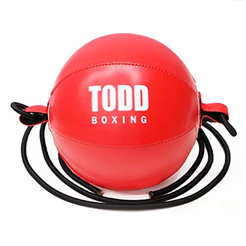 Speed Punch Bag Leather Speed Ball Hanging Boxing Punching Ball, Double End Ball with Boxing Reflex Ball for Gym MMA Boxing Sports Punch Bag - color: Red