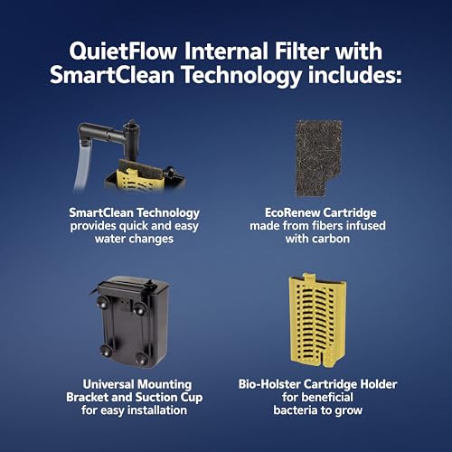 Aqueon QuietFlow Internal Filter with SmartClean Technology, Small - size: Small Filter, style: Small Filter