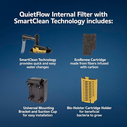 Aqueon QuietFlow Internal Filter with SmartClean Technology, Small - size: Small Filter, style: Small Filter