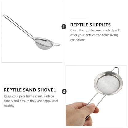 Beaupretty 2pcs Stainless Steel Reptile Sand Shovel Sifter Litter Cleaner for Terrarium Substrate Bedding Maintenance