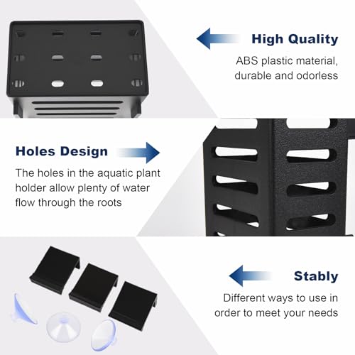 4Pack Aquarium Plant Holder Hanging Aquarium Planters with Hooks and Suction Cups Aquarium Planter Cups Fish Tank Plant Holders for Aquatic Plant Cultivation, Aquascape Decoration