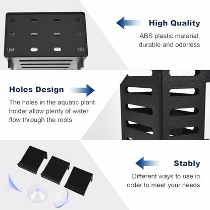 4Pack Aquarium Plant Holder Hanging Aquarium Planters with Hooks and Suction Cups Aquarium Planter Cups Fish Tank Plant Holders for Aquatic Plant Cultivation, Aquascape Decoration
