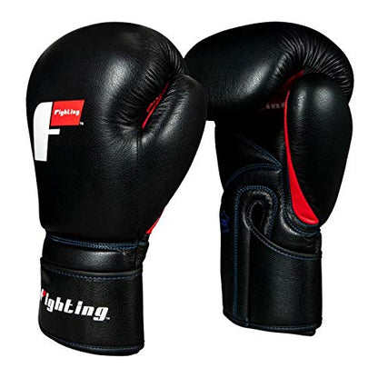 Fighting Leather Training Gloves - Boxing, MMA, Kickboxing, Punching Bag, Sparring Oz Gloves - color: Black, size: 18 oz