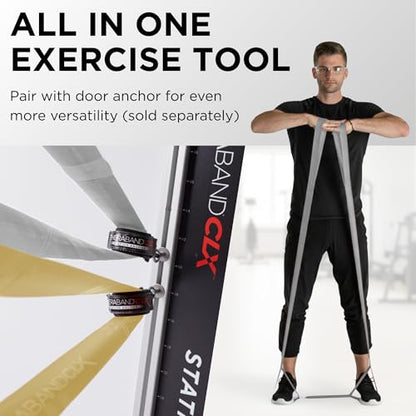 THERABAND CLX Resistance Band with Loops, Fitness Band for Home Exercise and Workouts - color: Silver/Gold - Super Heavy/Max