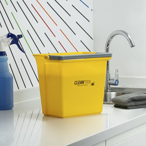 Restaurantware-Clean Tek Professional 6 Quart Cleaning Bucket, 1 Utility Pail with Handle - Heavy-Duty, Portable, Yellow Plastic Washing Pail, Perfect for Household, Outdoor, Car Wash and More