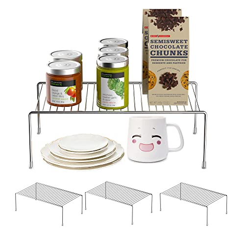 4 Pack Large (15.7 x 9. 4 Inch) Cabinet Storage Shelf Rack, Rustproof Kitchen Counter and Cabinet Shelf, Storage Rack Organizer for Kitchen, Fridge, Cabinet, Bathroom, Chrome - color: Chrome