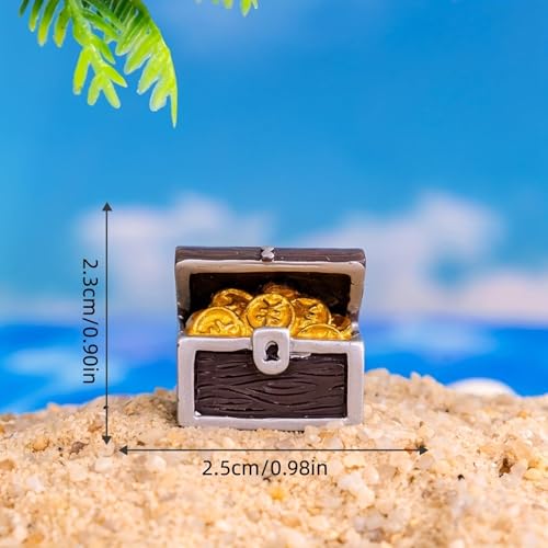 6 Pcs Pirate Treasure Mini Figurines, Resin Ornaments for Fish Tank, Terrarium, Fairy Garden, Party Decor, DIY Crafts