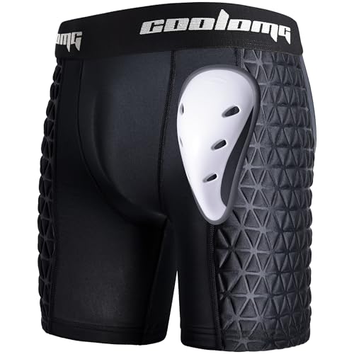 COOLOMG Mens Baseball Sliding Shorts with Athletic Cup | Adult Padded Compression Sliders with Cup Pocket Groin Protection Underwear for Softball Football Lacrosse - color: Black, size: X-Large
