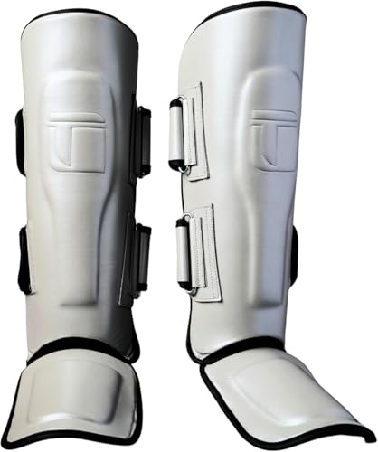 Tigear APEX5 Shin Guards – Chrome Luxe | Muay Thai, MMA, Kickboxing & Sparring | 100% Buffalo Leather