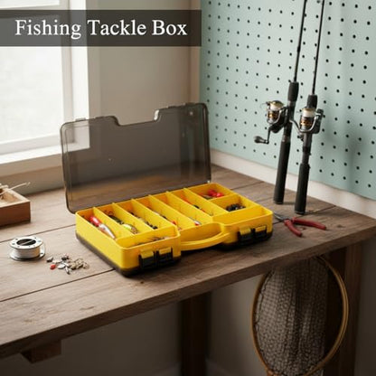 Portable Fishing Tackle Box with Handle, Durable PVC Storage Case for Lures and Hooks, 13 x 3.3 x 1.6 Inches - color: Yellow