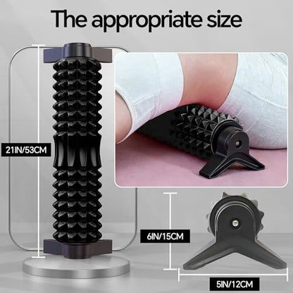 Foam Roller with Detachable Stand, 18" Deep Tissue Massage Roller | Beginner-Friendly Support Design for Muscle Recovery, Home Workout & Fitness - Black