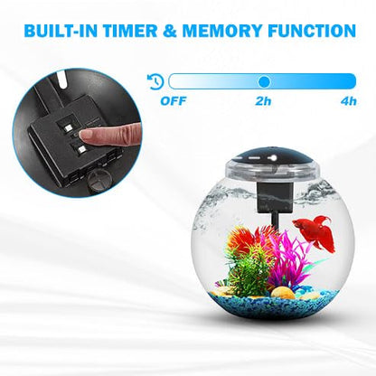 3-Gallon Aquarium Starter Kit, Ideal for Betta Fish and Other Tropical Fish, Includes Power Filter, LED Light, Hood, and Illustrated User Set Up Guide, Impact-Resistant Plastic