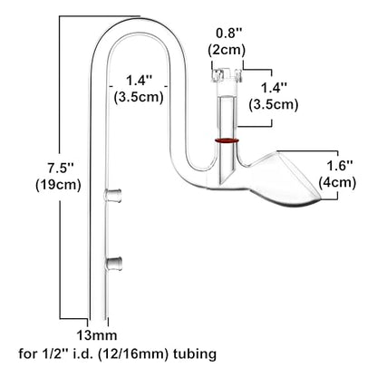 Glass Lily Pipe Set Outflow with Surface Skimmer & Multi-Level Water Intake (13mm for 12/16mm (1/2'' i.d.) tubing) - size: 13mm for 12/16mm (1/2'' i.d.) tubing