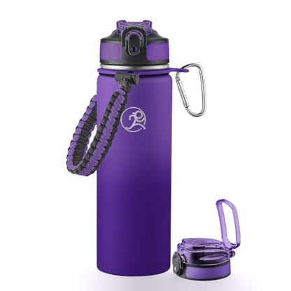 GOSWAG 24oz Insulated Stainless Steel Travel Water Bottle, 2 Lids - color: Purple Night Ombré