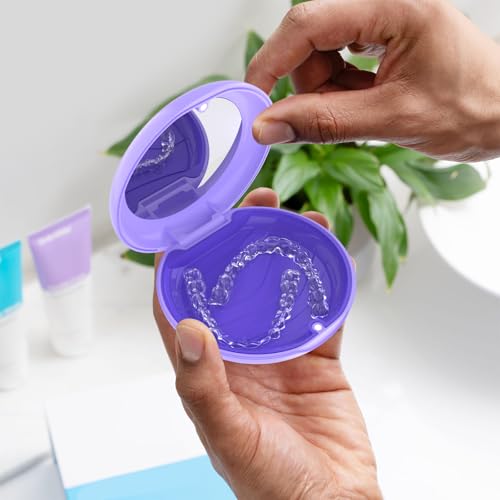 2 Pack Retainer Case with Mirror, Aligner Case Kit for Invisalign - color: 2 Pack - PurpleMirror