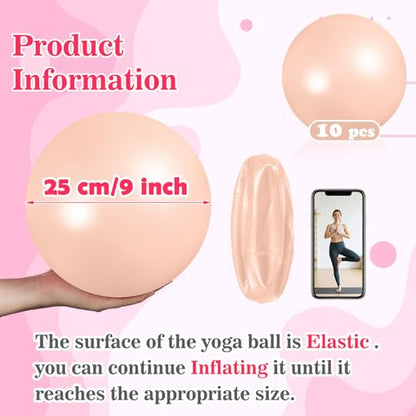 Aoriher 10 Pcs Small Pilates Ball Bulk 9 Inch Mini Yoga Ball - color: Champagne