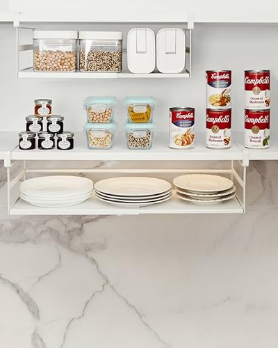 Under Shelf Storage Basket, 2-Pack Under Cabinet Shelf Organizer | Expandable Hanging Basket Holds 35 lbs Add-On Kitchen Pantry Cupboard Counter Laundry 10.04-16.81" W x 7.2" D x 5.12"H