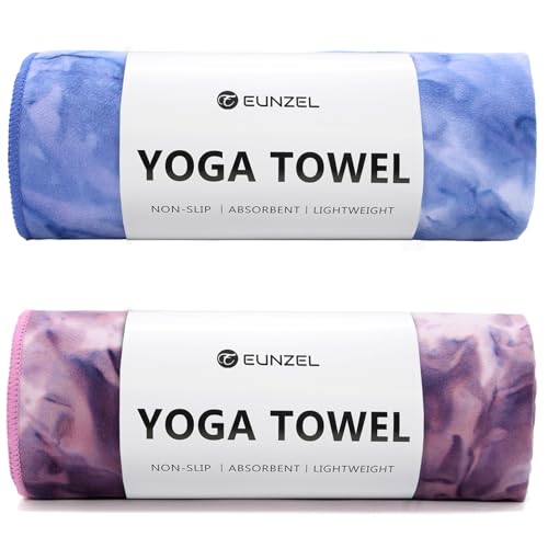 Eunzel Hot Yoga Mat Towel, Ultra-Absorbent Microfiber 72" x 26.5" - color: Z-indigo& Lavender (2 Pack )