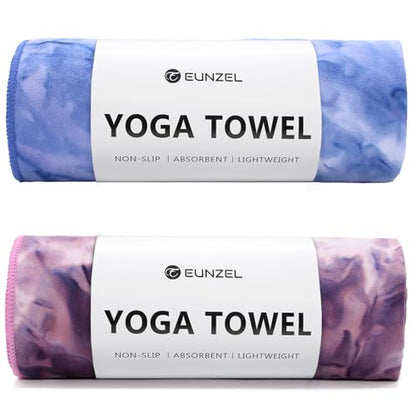 Eunzel Hot Yoga Mat Towel, Ultra-Absorbent Microfiber 72" x 26.5" - color: Z-indigo& Lavender (2 Pack )