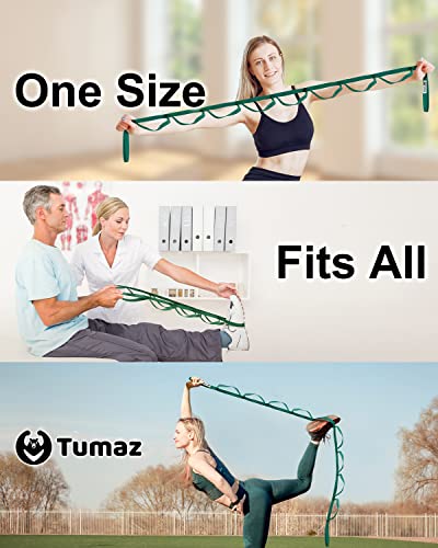 Tumaz Stretching Strap, 10-Loop Non-Elastic Yoga Strap - color: Green Lite