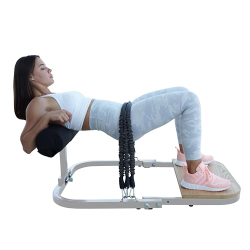 Hip Thrust Machine for High Resistance Glute Training - Home Gym Workout - Comes with 45, 90, and 135 Lbs of Resistance - color: White