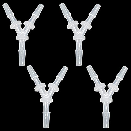 1/8" Hose Barb Fitting Equal Barbed Y Shaped 3 Way plastic Tubing Joint Splicer Mender Adapter Union for Oxygen Tubing Pipe Household Fuel Gas Liquid Air (Pack of 4)