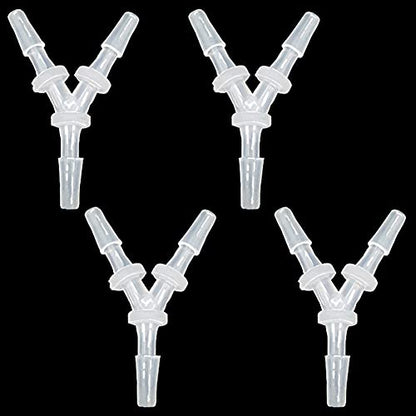 1/8" Hose Barb Fitting Equal Barbed Y Shaped 3 Way plastic Tubing Joint Splicer Mender Adapter Union for Oxygen Tubing Pipe Household Fuel Gas Liquid Air (Pack of 4)