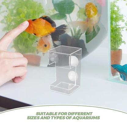 Toyvian Automatic Aquarium Fish Feeder with Suction Cup Acrylic Feeding Tube Sink Type for Fish Tank Shrimp Worm Feeder Tray No Spill Feeding Device