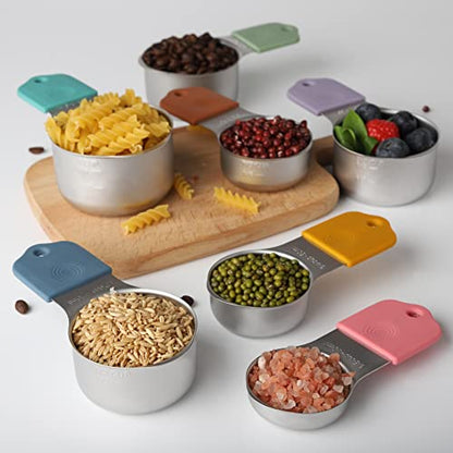Magnetic Measuring Cups Set of 7 Stainless Steel Heavy Duty Measuring Cups for Dry & Liquid Ingredients (color) - color: color