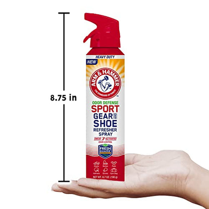 Arm & Hammer Odor Defense Sport Gear & Shoe Refresher Spray, 6.7 oz | Heavy-duty odor defense spray for sports gear, shoes, gym bags, boxing gloves, hockey equipment and football pads - size: 6.7 Ounce (Pack of 1)
