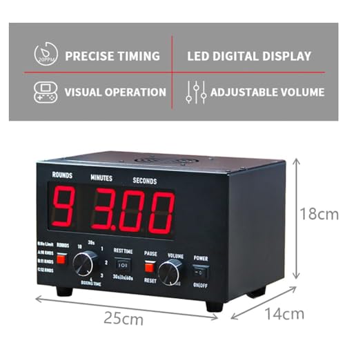 COYEUX Boxing Interval Timer, Gym Timer with LED Display, Selectable Training Time and Cycle Repetitions, Adjustable Sound, for Muay Thai/MMA/Kickboxing