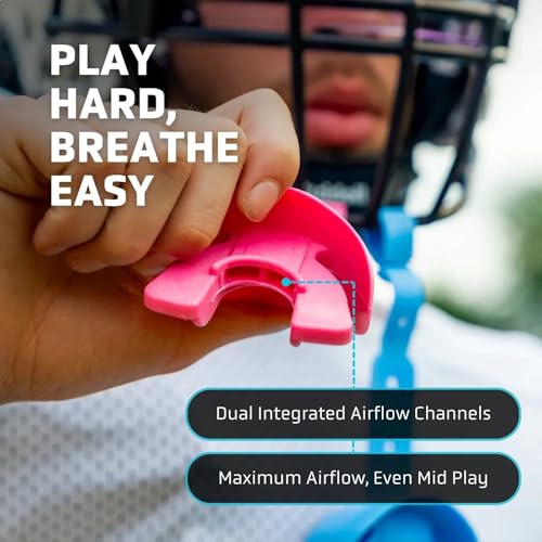 Vettex DoubleGuard Youth Mouth Guard with Lip Protection, Scarlet Red | Football, Lacrosse, MMA, Boxing, Adjustable Helmet Strap, Braces Friendly, 2 Breathing Channels, NCAA & NFHS Certified - color: Scarlet Red
