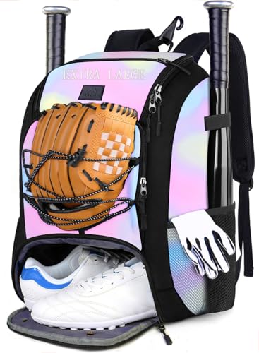 MATEIN Youth Baseball Backpack, Softball Bat Bag with Shoes Compartment | Lightweight Baseball Bag for Boys and Adult, Fence Hook Hold TBall Bat, Batting Mitten, Helmet, Caps, Teeball Gear Equipment - color: Tie Dye, size: 47L