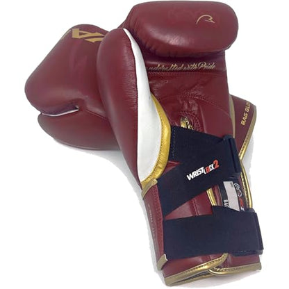 RIVAL Boxing RFX-Guerrero-V Bag Gloves, Multi-Layered Inner Foam Padding (HDEF), Premium Leather, Wrist Lock 2 System - color: Burgundy/Gold, size: 8 oz.